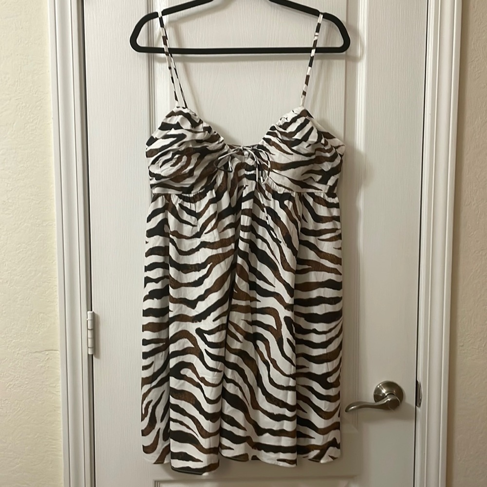 J. Crew Zebra-Print Mini Dress in White, Black, Brown